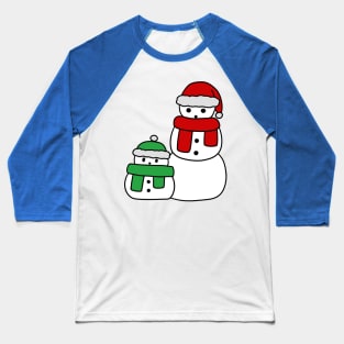 Cute Red and Green Snowmen Baseball T-Shirt